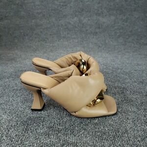 JW Anderson Shoes Womens Size 37 Beige Chain Leather Heel Slide Mules Made Italy